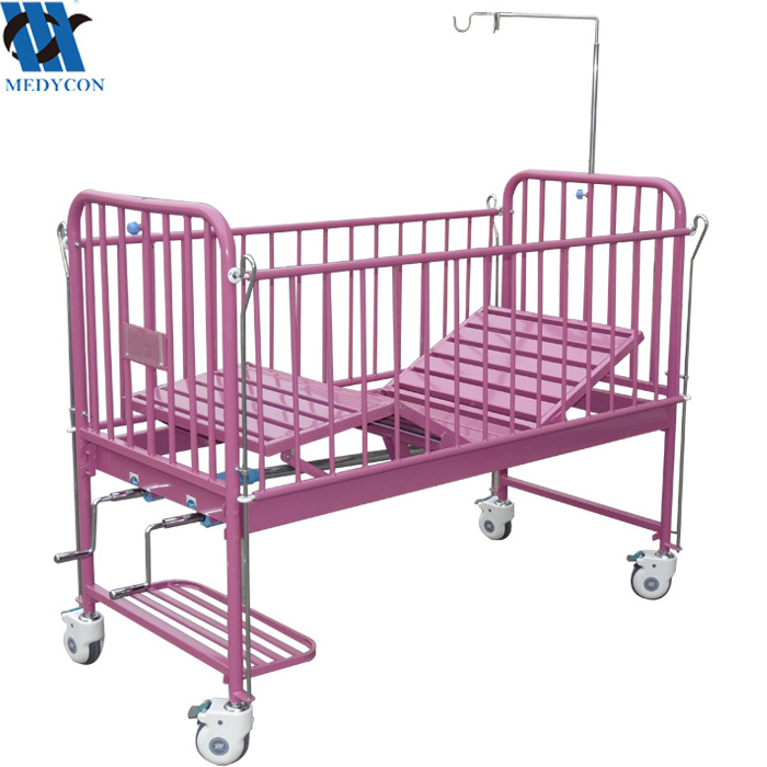 YC-C1111L(II)  Double Cranks Multifunction Medical Crib Stainless Steel Kids Hospital Bed Manual Pediatric Hospital Bed