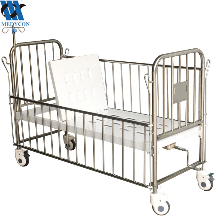 YC-C1111L(II)  Double Cranks Multifunction Medical Crib Stainless Steel Kids Hospital Bed Manual Pediatric Hospital Bed