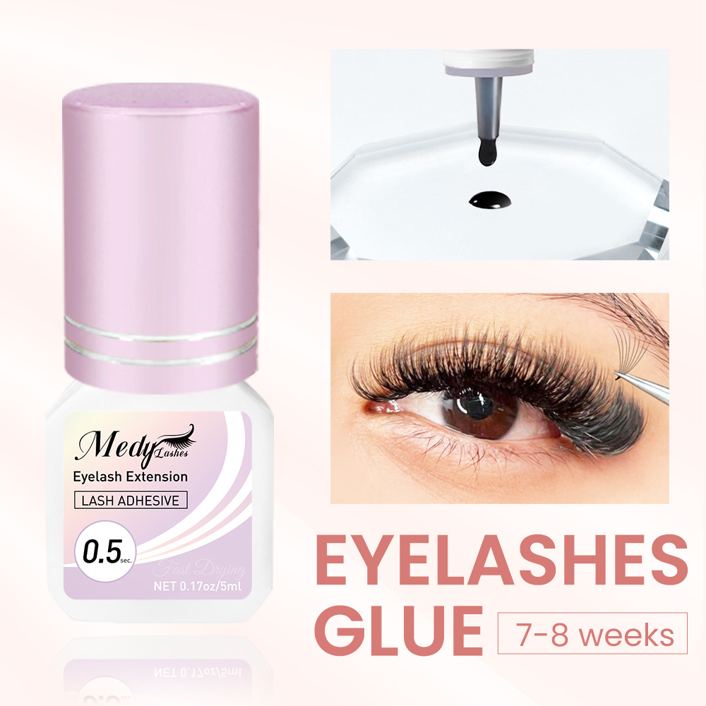 Medylashes Korea 0.5 Second Super Hold Long Lasting Strong Individual Eye Lash Glue Black Clear Lash Extension Glue Wholesale