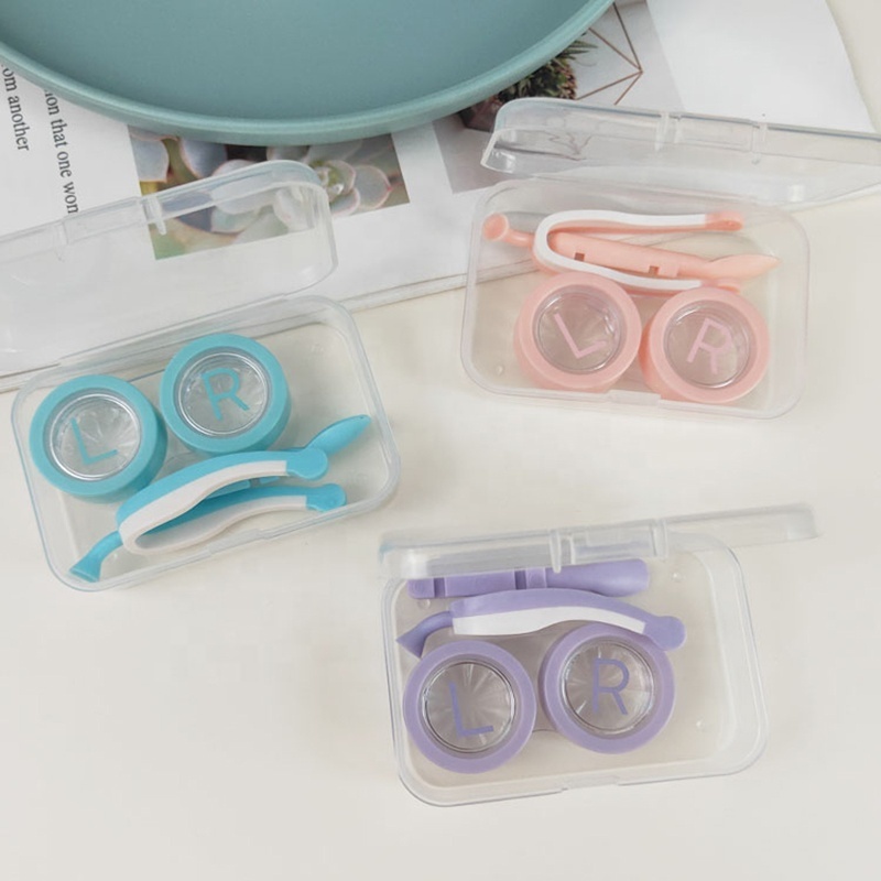 Eye Care Contact Lenses Inserter Remover contact lens case with tweezers wearing stick set tools Contact Lens case travel kit