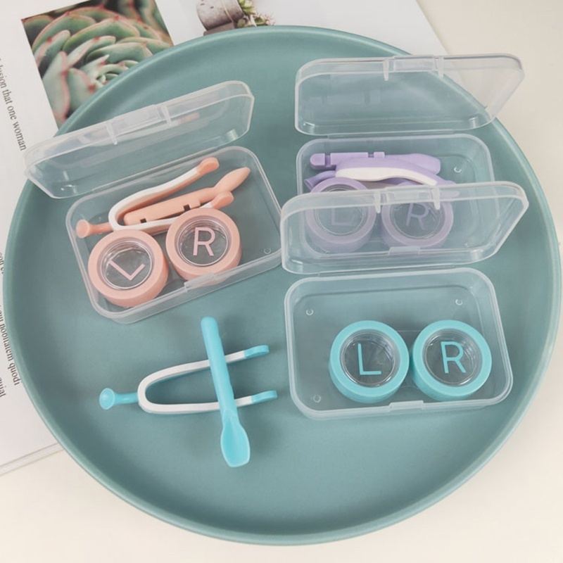 Eye Care Contact Lenses Inserter Remover contact lens case with tweezers wearing stick set tools Contact Lens case travel kit