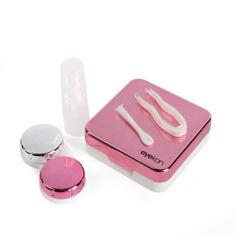 High quality stylish reflective Cover Contact Lenses Case with mirror muti color concise style contact lens case travel box kit