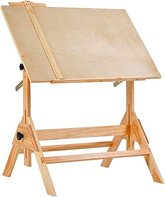 MEEDEN Solid Wood Drafting Table Artist Drawing Desk Writing Desk Studio Desk Art Craft Table with Adjustable Height