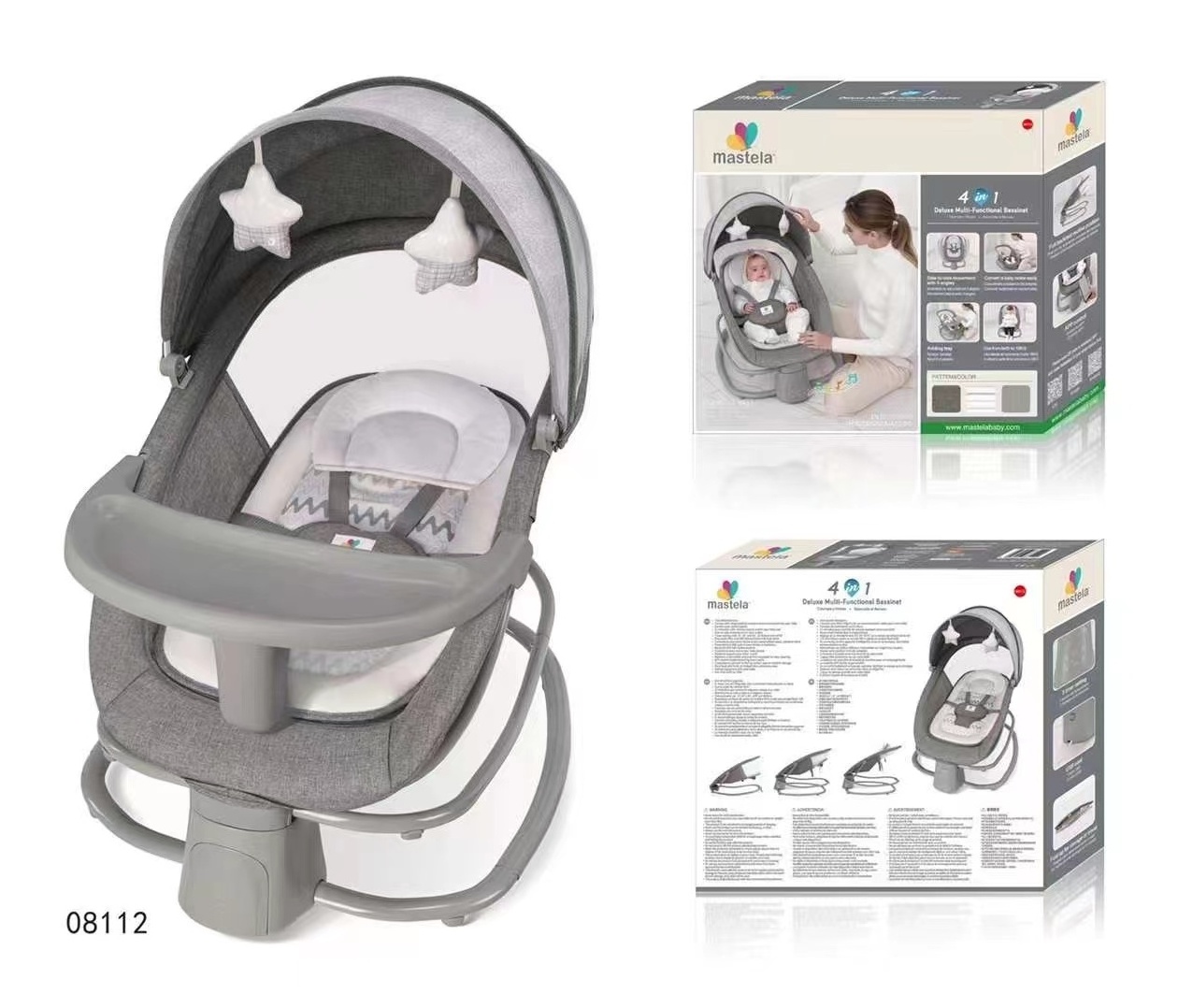 New and updated Mastela Baby Bouncer 4 In 1 multi function Musical Vibrating Electric Rocking Chair With Dining Plate