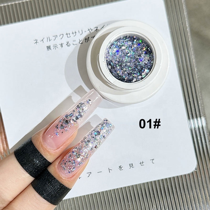 ExplosionFlash Broken Diamond 2023 New Popular Color Summer Glitter Colorful Sequins Glitter Nail Polish Glue