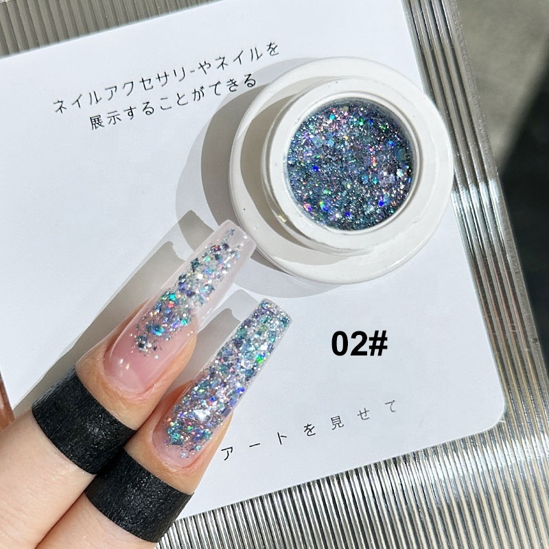 ExplosionFlash Broken Diamond 2023 New Popular Color Summer Glitter Colorful Sequins Glitter Nail Polish Glue