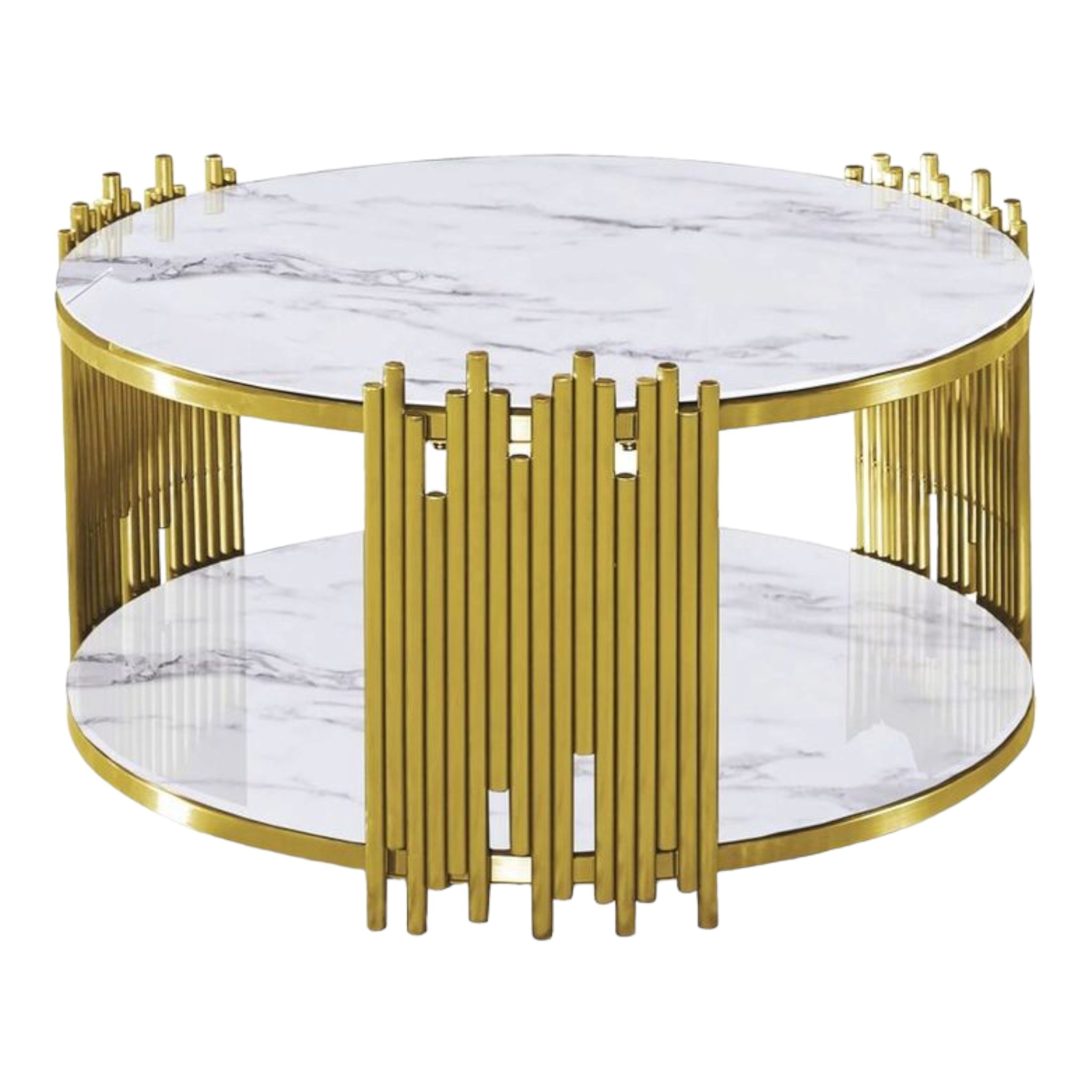 Top Selling Luxury Gold Metal Frame Marble and Glass Top Table for Living Room Bed Room Furniture Coffee Tables for Leisure Area