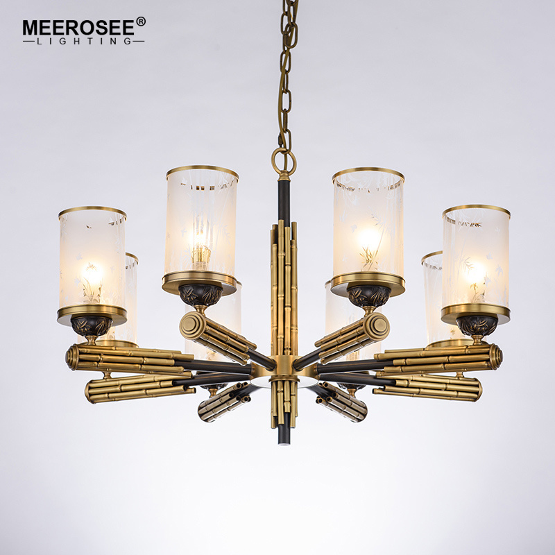 MEEROSEE Modern Light For Living Room Dining Nordic Flush Mount Round Gold Black Lamp Chandelier Pendant Light MD85527