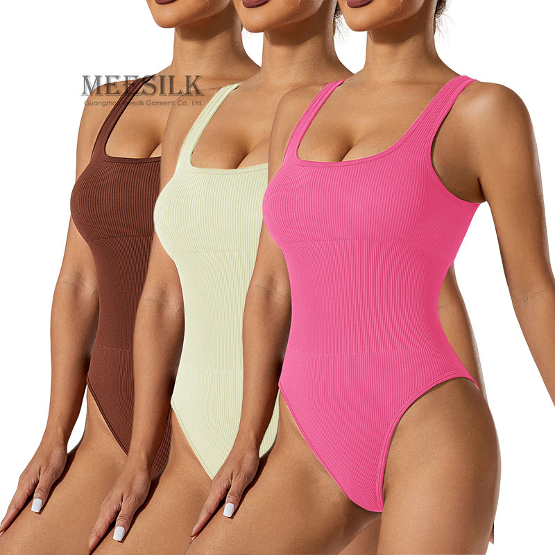 Custom Skin-friendly Square Collar Sleeveless One Piece Yoga Jumpsuit Activewear Fitness Ladies Compression Sports Bodysuit