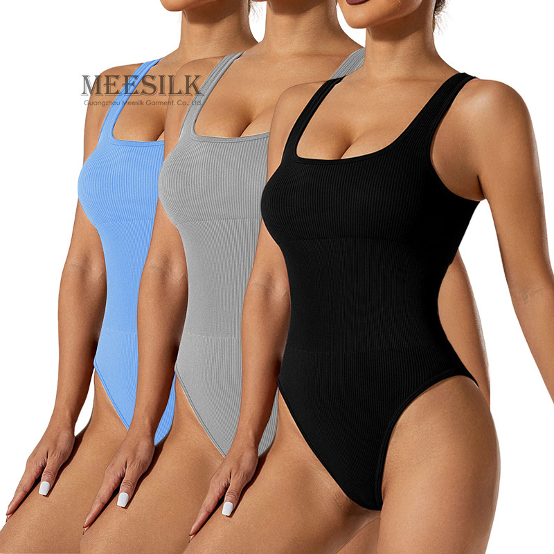 Custom Skin-friendly Square Collar Sleeveless One Piece Yoga Jumpsuit Activewear Fitness Ladies Compression Sports Bodysuit