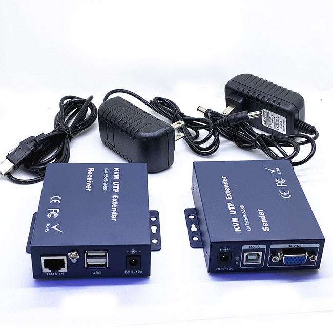 USB VGA KVM Console Extender over CAT6 UTP 300ft