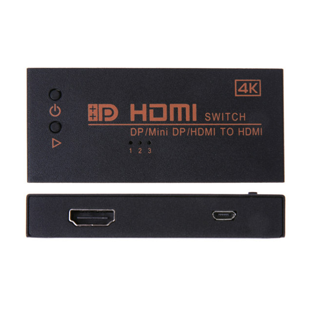 DP/Mini DP/HDMl to HDMI 3 in 1 video switch support 4K 30Hz