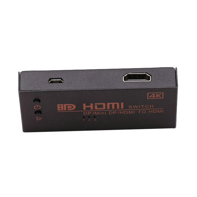 DP/Mini DP/HDMl to HDMI 3 in 1 video switch support 4K 30Hz