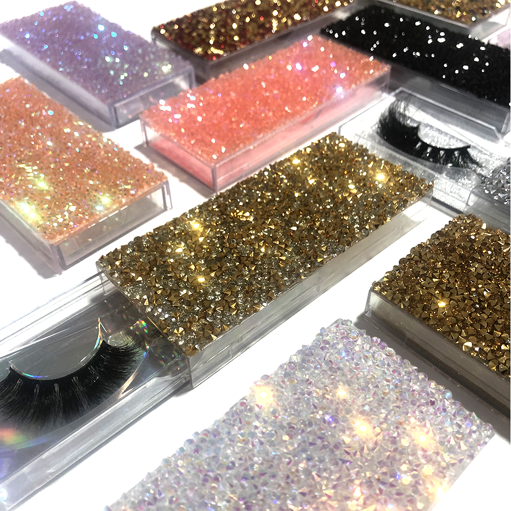 Rhinestone Decor Eyelashes Packaging Box Bling Eyelash Boxes Glitter Eyelash Storage Box Empty