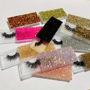 Rhinestone Decor Eyelashes Packaging Box Bling Eyelash Boxes Glitter Eyelash Storage Box Empty