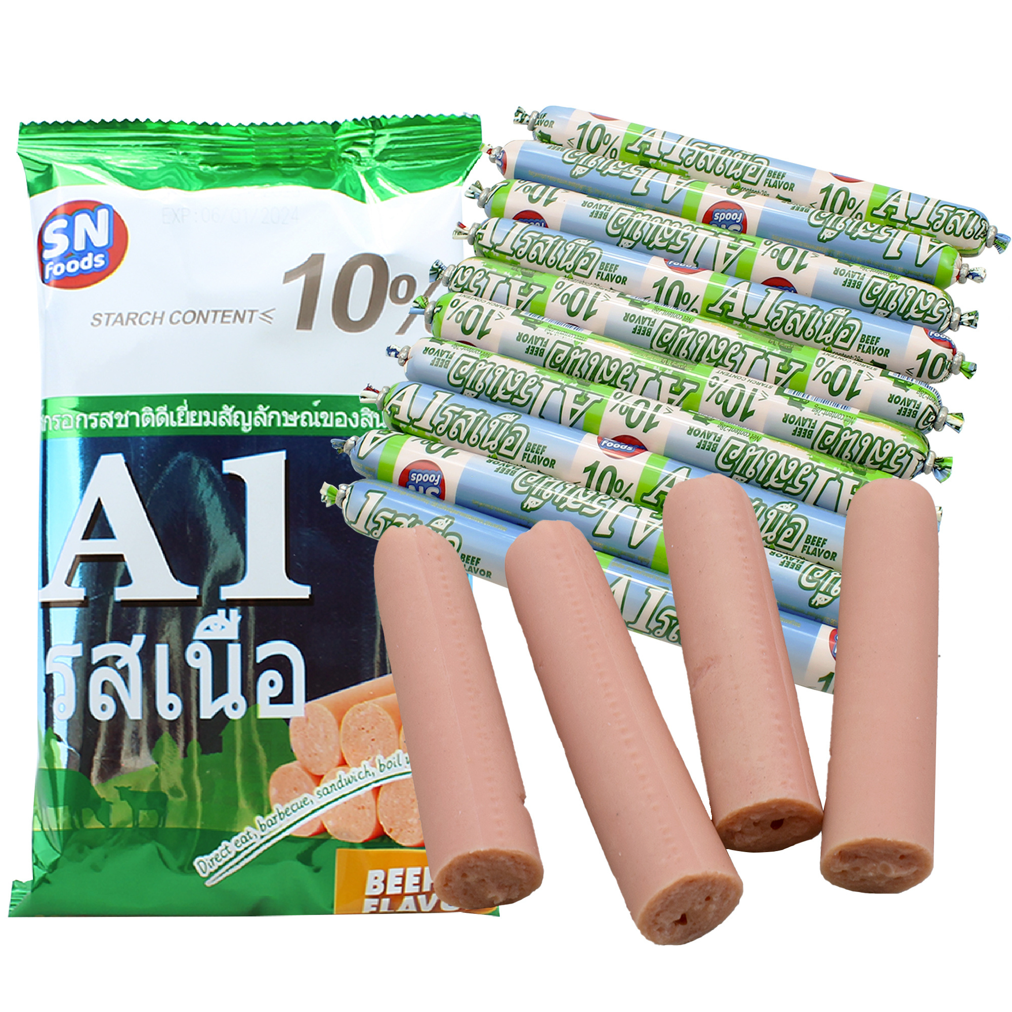 Health Food Guaranteed Quality Cheaper And Easy To Sell Products 40G Per Piece 10Pcs Per Bag Fast Food Halal Beef Ham Sausages