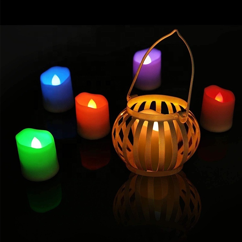 Rechargeable colored candle with timed remote control discoloration candles for Christmas and Halloween home decor LED tea wax