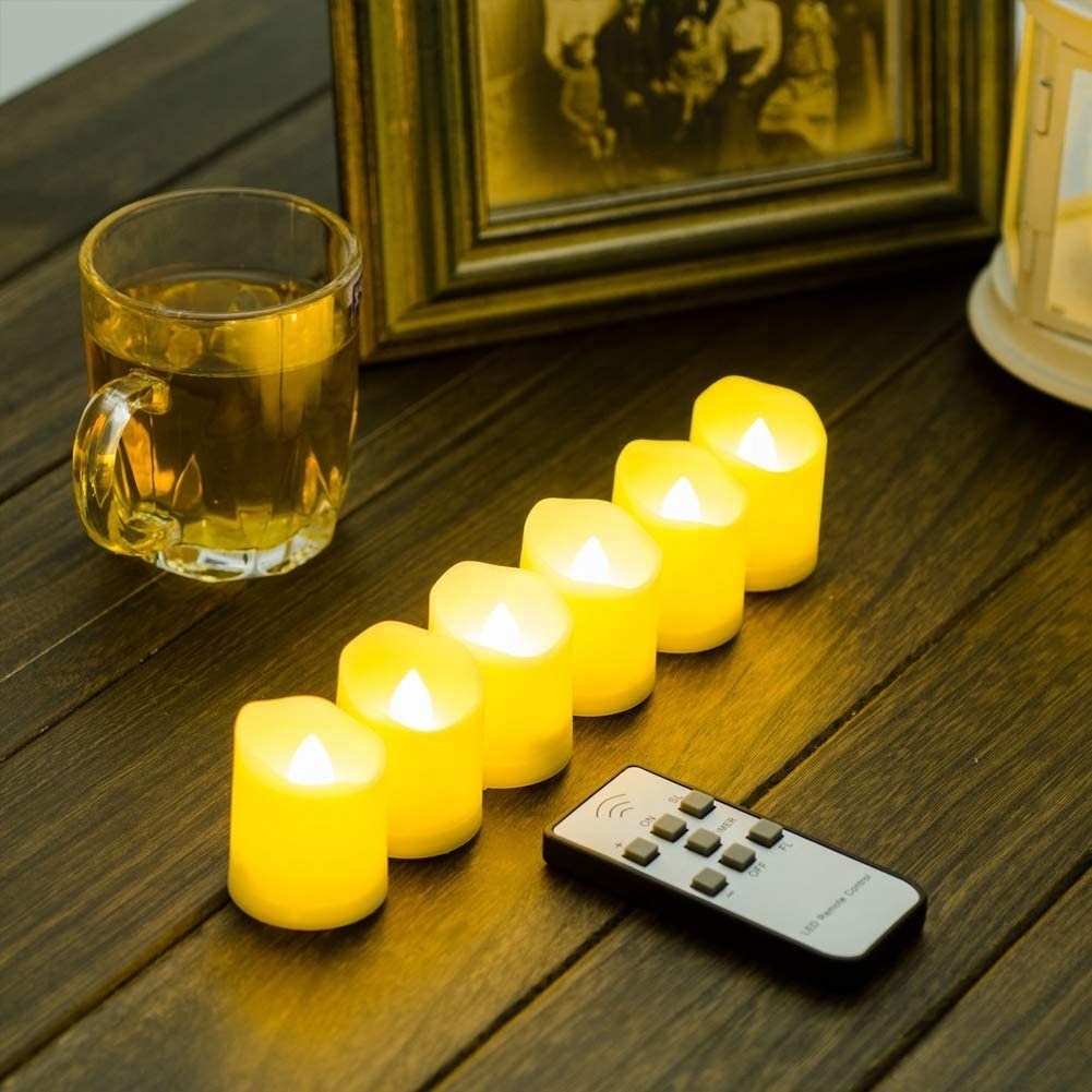 Rechargeable LED Tea Lights Flameless Warm White Candle with Remote Battery Flickering Tea lights Candle for Halloween Christmas