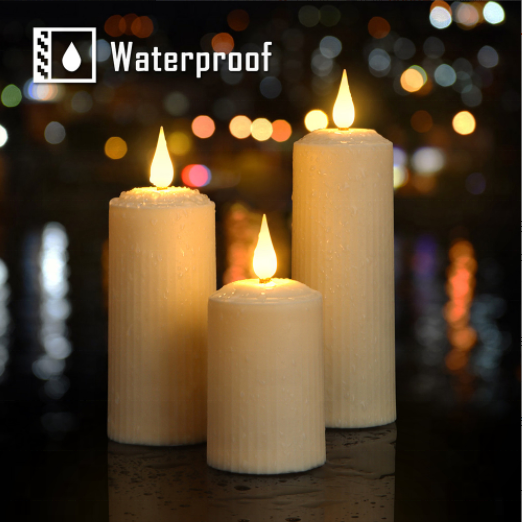 Waterproof Rechargeable Flameless Candles, Outdoor Indoor Battery Operated LED Pillar Candles with Remote Control, Long Lasting