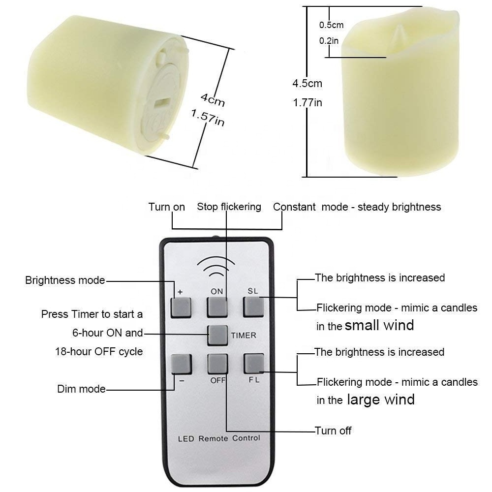 Timer Remote Control Flameless LED Votive Candles, Long Lasting Rechargeable Tea Light, Electric Candles in Warm White Light