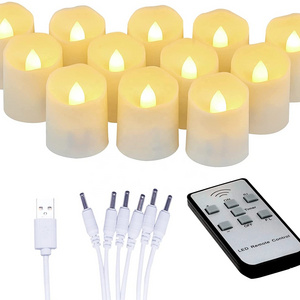 Rechargeable Flameless Votive Candles with Remote, Tea Lights with Timer and USB Charging, 6 PCS Electric Candle in Warm White