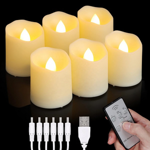 OEM Rechargeable LED Tea Lights USB Flameless Warm White Votive Candles with Remote Battery Flickering Candle for Christmas