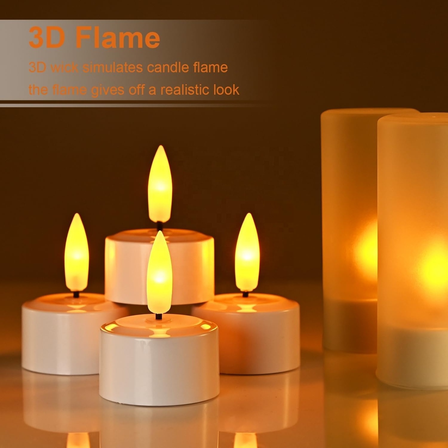 Hot Rechargeable Candles Flameless Flickering LED Tea Lights with Remote & Timer and White Base for Home, Restaurants,Wedding