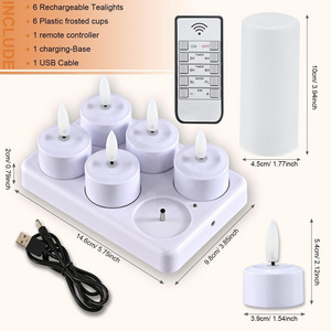 Hot Rechargeable Candles Flameless Flickering LED Tea Lights with Remote & Timer and White Base for Home, Restaurants,Wedding