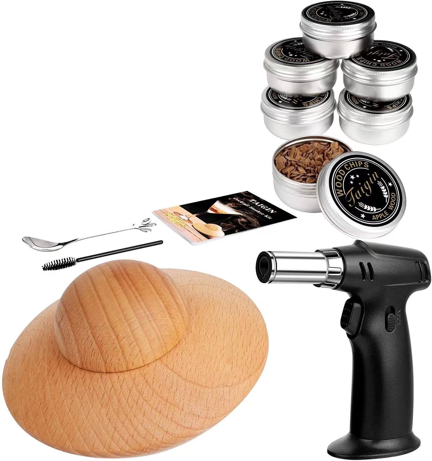 2023 New Cocktail Smoker Kit Bar Home dual-use shaker Free stirring with torch gun burning wood shavings to add flavor