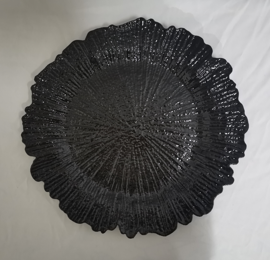 13inch wedding decorative black plastic reef  charger plates