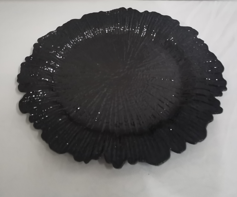 13inch wedding decorative black plastic reef  charger plates