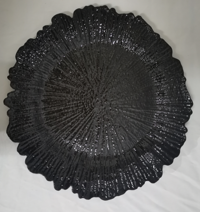 13inch wedding decorative black plastic reef  charger plates