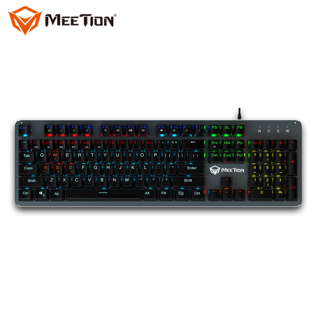 MEETION New Macro Mechanical Switch Colorful LED Back Light Ergonomics Gamer Mechanical Gaming Keyboard