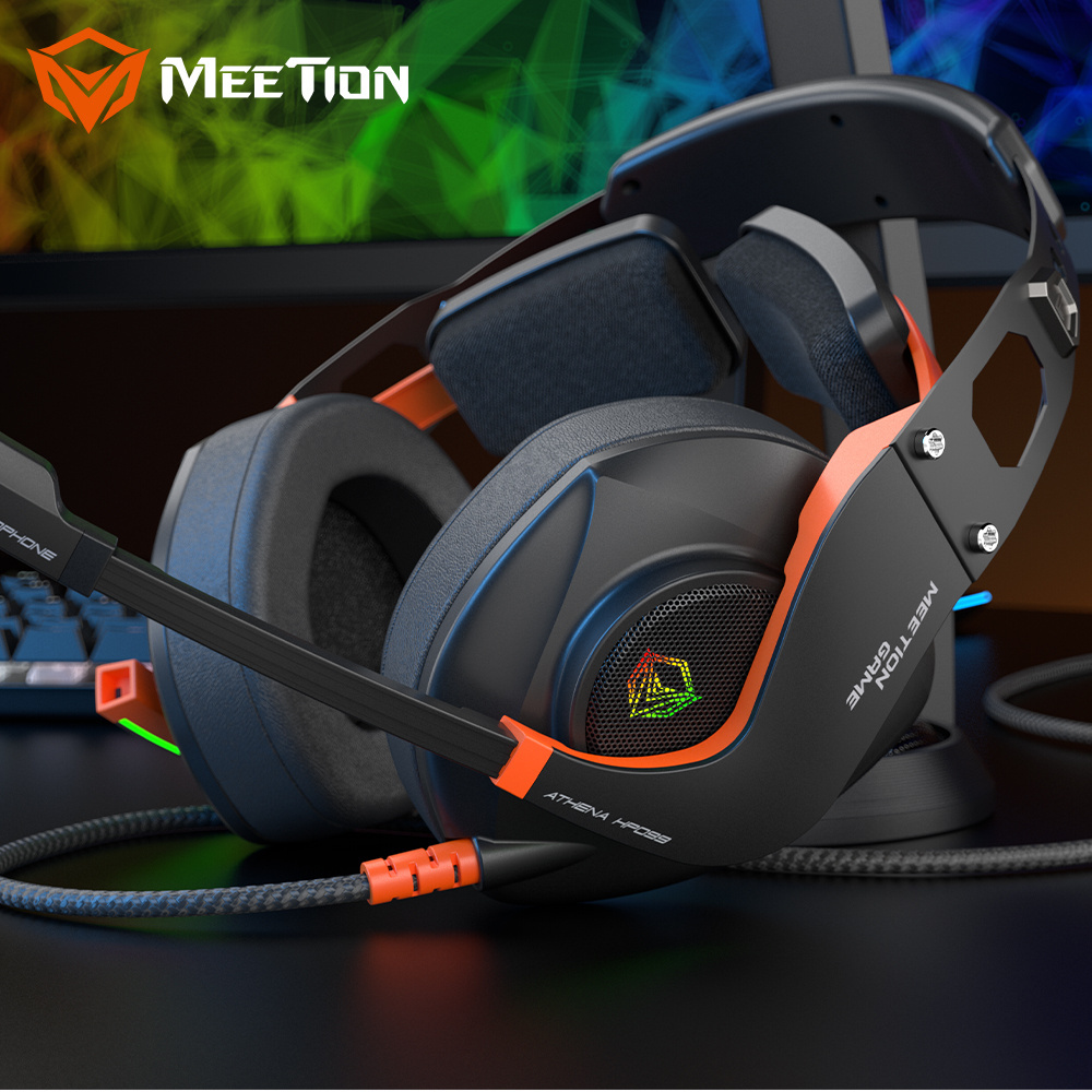 MEETION MT-HP099 LED light Gamer Headset Gamer USB Headphone RGB Gaming Headset Headphones For PC