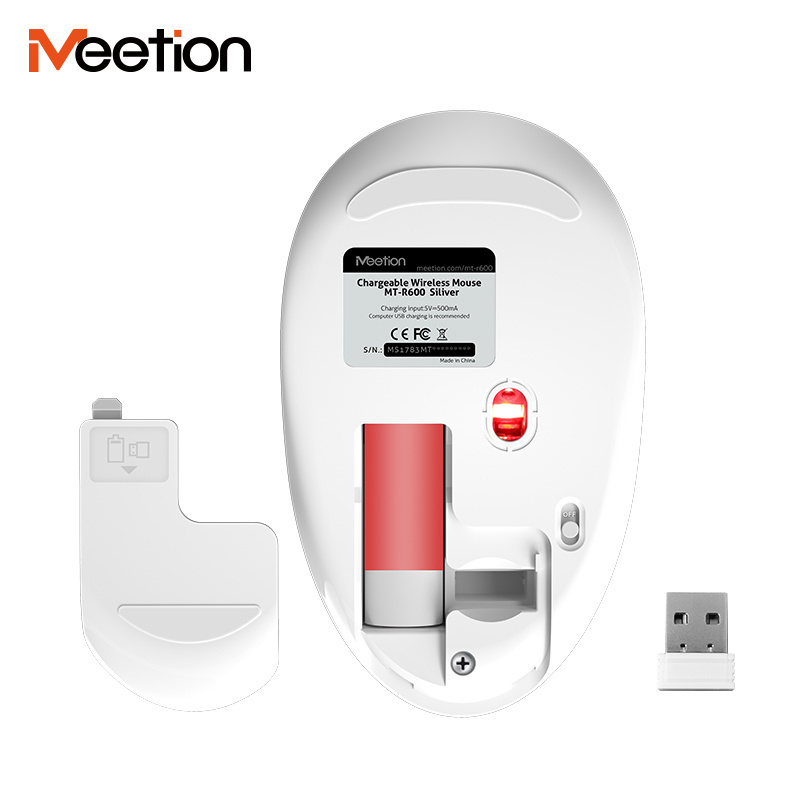 MEETION R600 Flat Ultralight Lightweight Computer Usb 2.4G Optical Mini Cordless Silent Slim Rechargeable Wireless Mouse