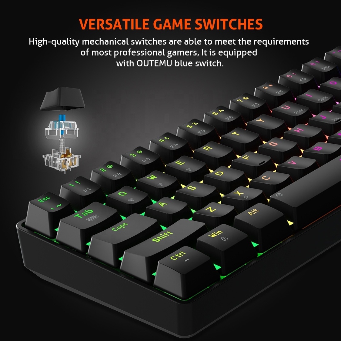 MEETION 64 Keys Keyboard 60% RGB LED Backlit Bluetooth Mechanical Keyboard Teclado Gamer wireless Ergonomic Mini Gaming Keyboard