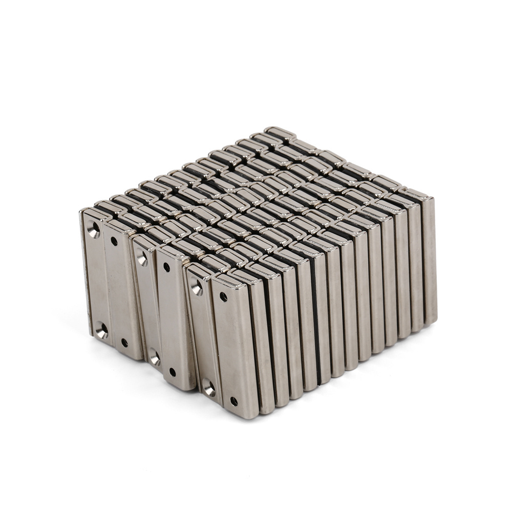 Free Sample 50x13.5x5mm Super Strong Neodymium Pot Rectangular Channel Magnets with Countersunk Screw Hole