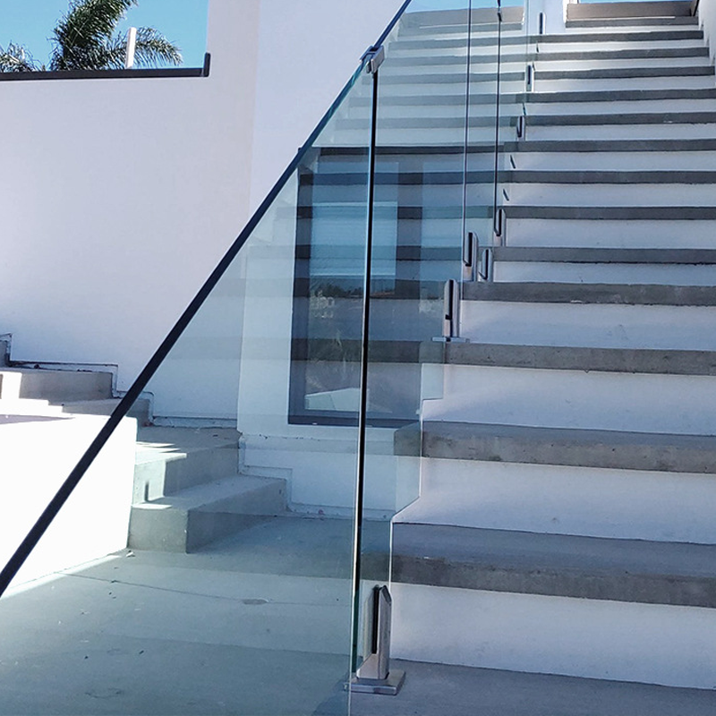 Composite Side Mounted Balcony Staircase 8-12MM Square Concrete Glass Spigot Adjustable Glass Spigots