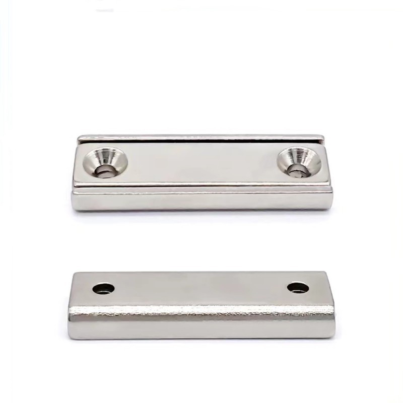 Free Sample 50x13.5x5mm Super Strong Neodymium Pot Rectangular Channel Magnets with Countersunk Screw Hole