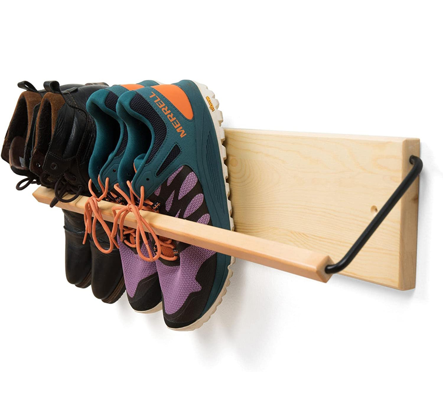 Wall Mounted Shoe Rack - A wooden, modern, slim, and small shoe rack that makes it a compact entryway shoe storage