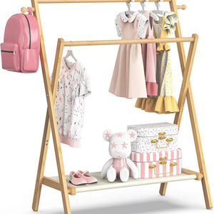 Small cloth rack stand for Toddler Pets, dry rack clothes with clothing Storage Shelf