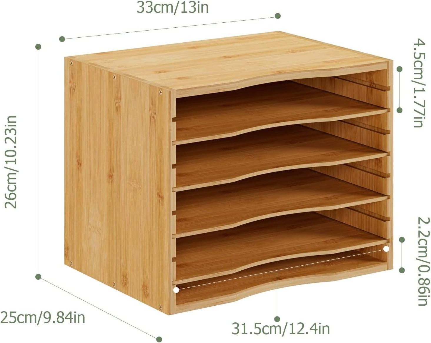 Bamboo Desk Organizer with Adjustable File Holder, Mini Desk Drawer Tabletop Organization Box with 4 Drawers for Makeup