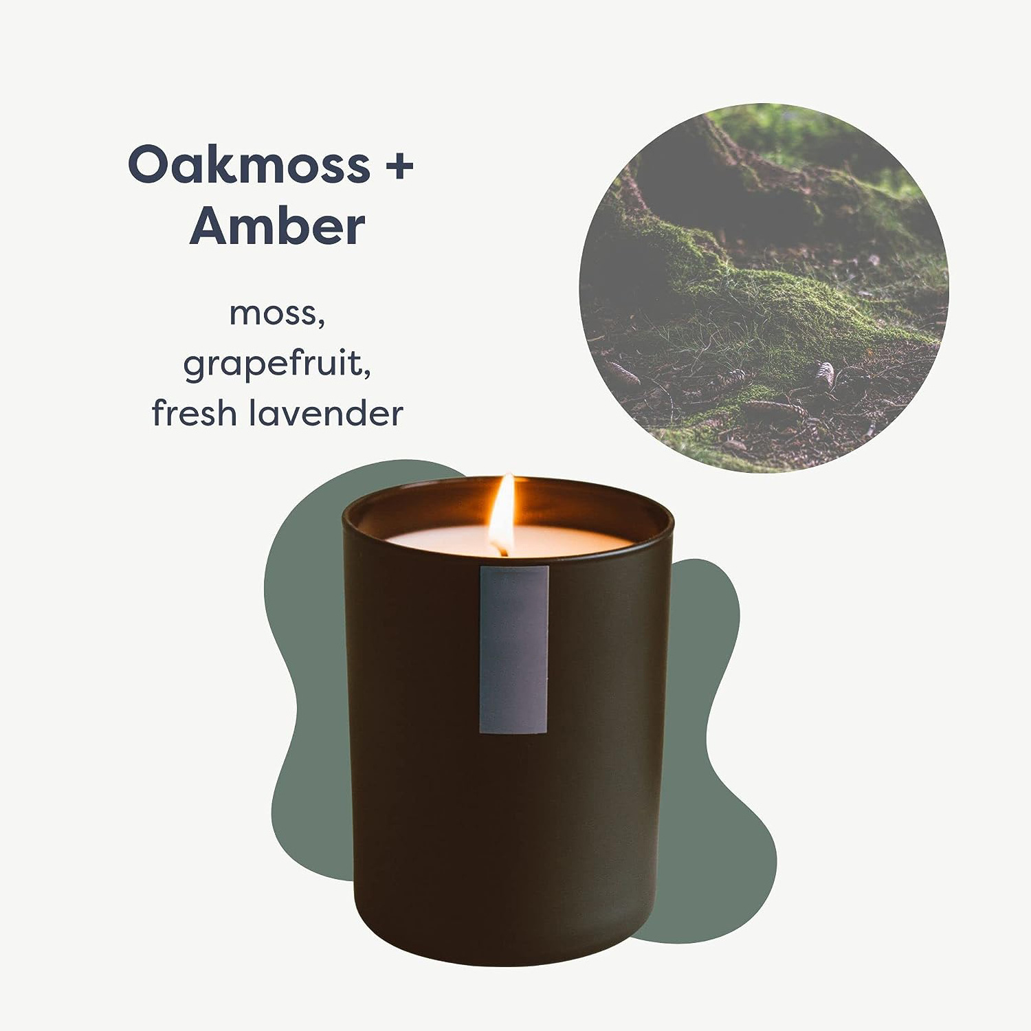 Soy Wax Candle, Oakmoss & Amber Scented Candle for The Home | Premium Candle with Essential Oils