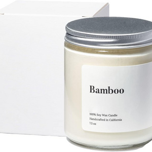 Bamboo Scented Candle, Handmade with Natural Soy Wax and Cotton Wicks, 7.5 oz Minimalist Candle for Home, Long Lasting Burning