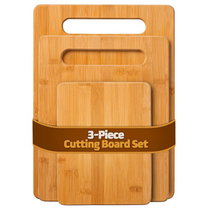 Bamboo Cutting Boards Set - 3-Piece Wooden Kitchen Chopping Board for Food Prep, Chopping, Carving Meat, Fruits Vegetables