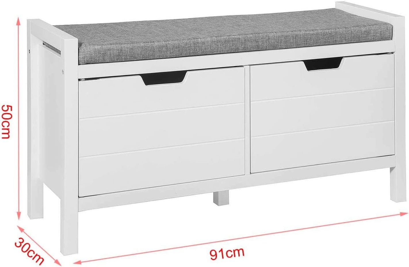 White Shoe Bench Shoe Rack Shoe Cabinet Hallway Storage Bench with Seat Cushion