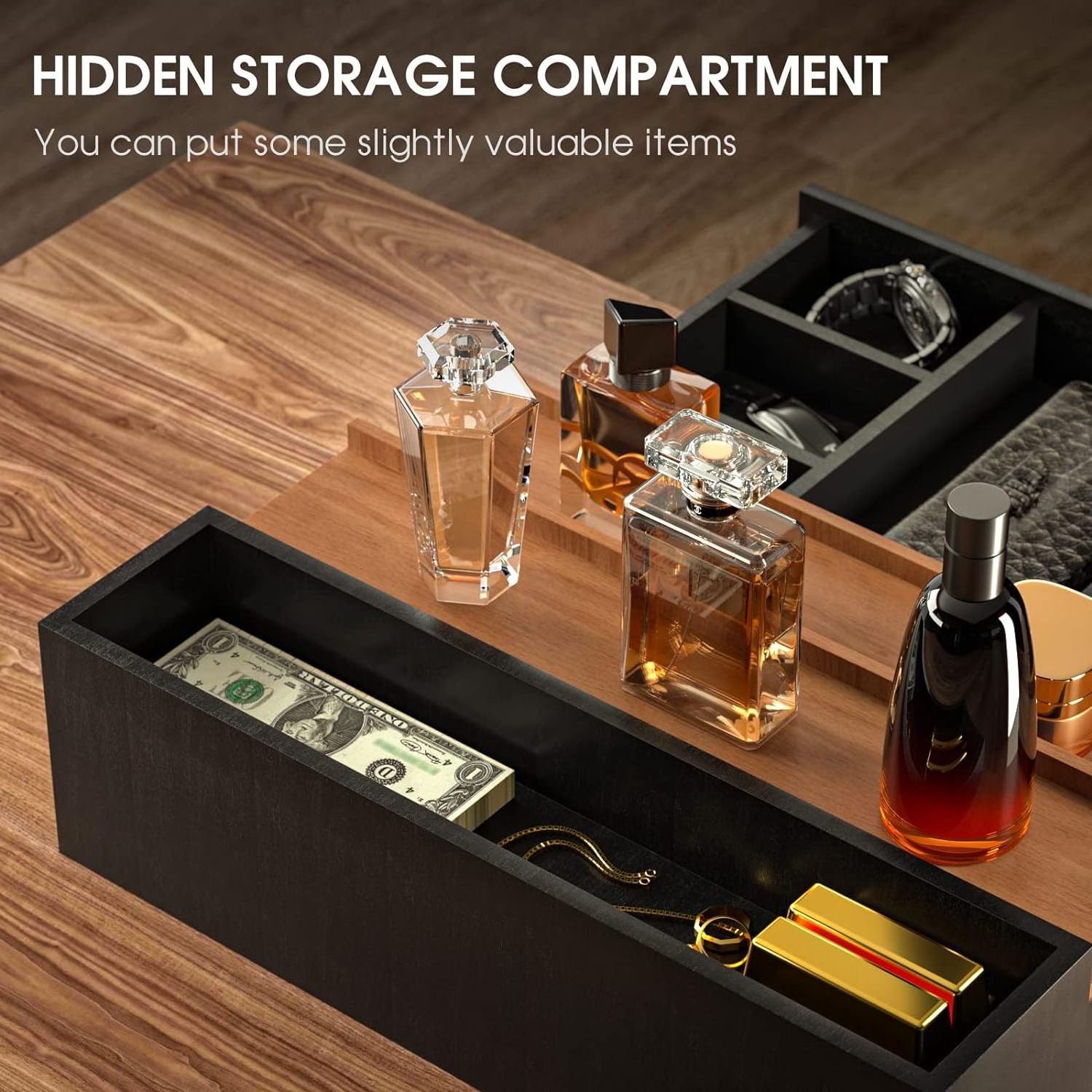 Wooden Cologne Organizer for Men 3 Tier of Cologne Display with Drawer Storage Perfume Organizer Display