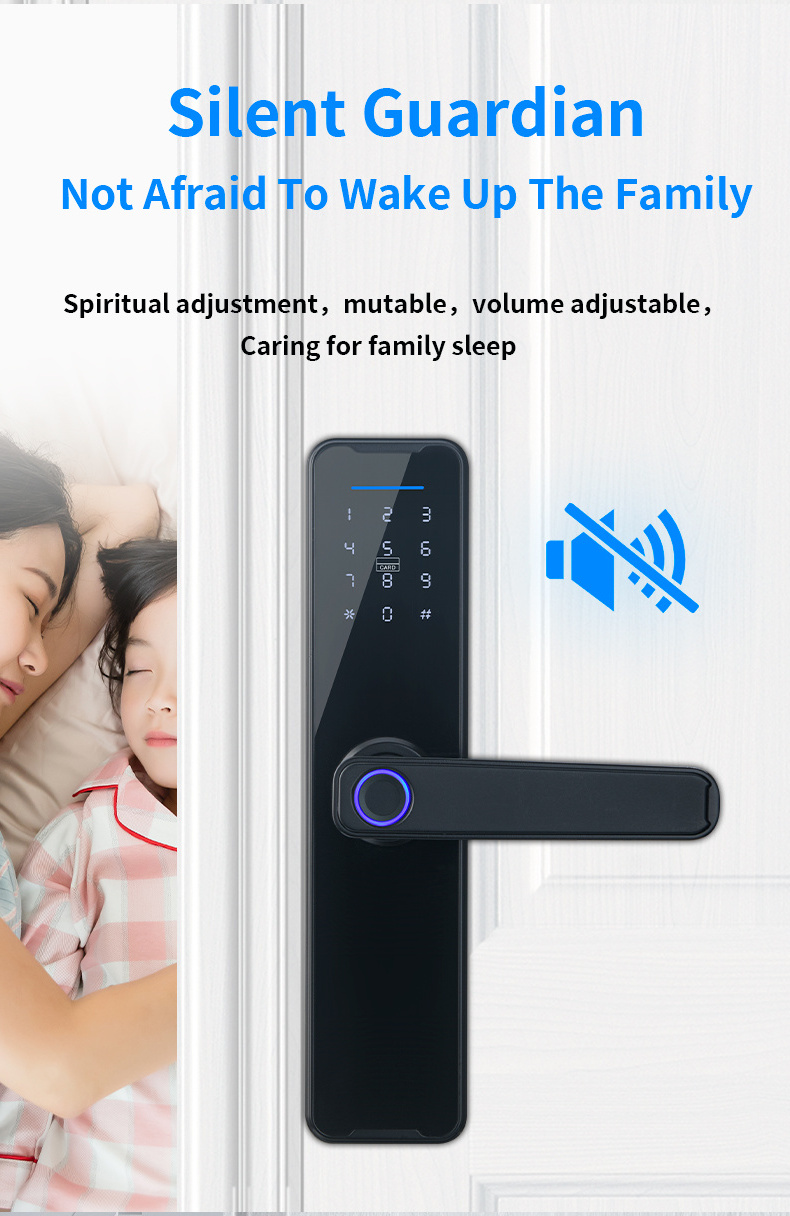 Fingerprint Door Lock Black Smart Tuya App Remote Unlocking Keyless Lock Electronic Door Lock K7 + Power saving