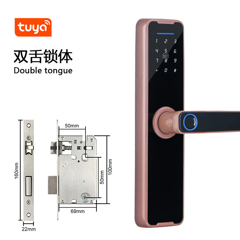 Fingerprint Door Lock Black Smart Tuya App Remote Unlocking Keyless Lock Electronic Door Lock K7 + Power saving