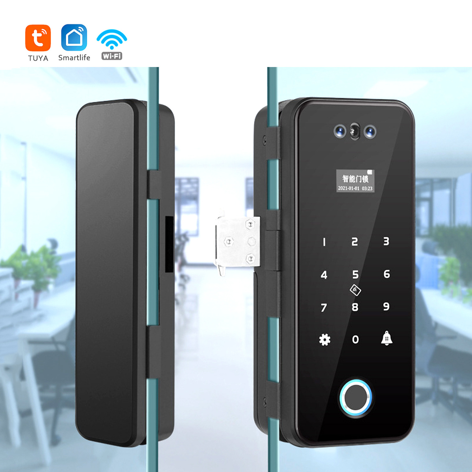 Glass door Biometric Fingerprint Lock Tuya Wifi Electronic Lock Digital Keyless Door Lock for Sliding door